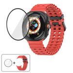 Marine Double Buckle Silicone Watch Band with 3D Curved Film, For Samsung Galaxy Watch Ultra 2025, For Samsung Galaxy Watch Ultra 47mm