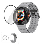 Marine Double Buckle Silicone Watch Band with 3D Curved Film, For Samsung Galaxy Watch Ultra 2025, For Samsung Galaxy Watch Ultra 47mm