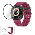 Marine Double Buckle Silicone Watch Band with 3D Curved Film, For Samsung Galaxy Watch Ultra 2025, For Samsung Galaxy Watch Ultra 47mm