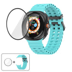 Marine Double Buckle Silicone Watch Band with 3D Curved Film, For Samsung Galaxy Watch Ultra 2025, For Samsung Galaxy Watch Ultra 47mm