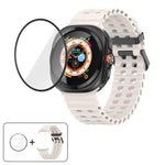 Marine Double Buckle Silicone Watch Band with 3D Curved Film, For Samsung Galaxy Watch Ultra 2025, For Samsung Galaxy Watch Ultra 47mm