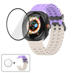 Marine Double Buckle Silicone Watch Band with 3D Curved Film, For Samsung Galaxy Watch Ultra 2025, For Samsung Galaxy Watch Ultra 47mm