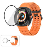 Marine Double Buckle Silicone Watch Band with 3D Curved Film, For Samsung Galaxy Watch Ultra 2025, For Samsung Galaxy Watch Ultra 47mm