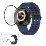 Marine Double Buckle Silicone Watch Band with 3D Curved Film, For Samsung Galaxy Watch Ultra 2025, For Samsung Galaxy Watch Ultra 47mm