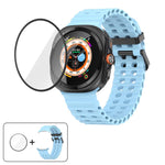 Marine Double Buckle Silicone Watch Band with 3D Curved Film, For Samsung Galaxy Watch Ultra 2025, For Samsung Galaxy Watch Ultra 47mm