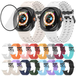 Marine Double Buckle Silicone Watch Band with 3D Curved Film, For Samsung Galaxy Watch Ultra 2025, For Samsung Galaxy Watch Ultra 47mm