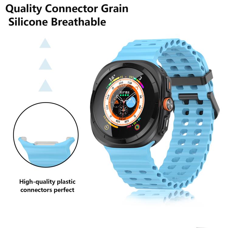 Marine Double Buckle Silicone Watch Band with 3D Curved Film, For Samsung Galaxy Watch Ultra 2025, For Samsung Galaxy Watch Ultra 47mm