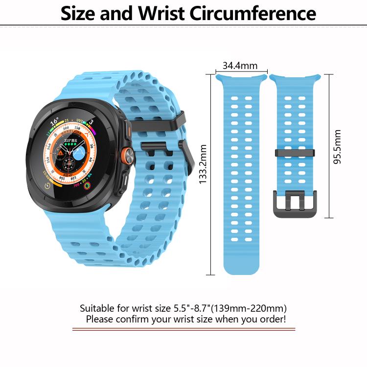 Marine Double Buckle Silicone Watch Band with 3D Curved Film, For Samsung Galaxy Watch Ultra 2025, For Samsung Galaxy Watch Ultra 47mm