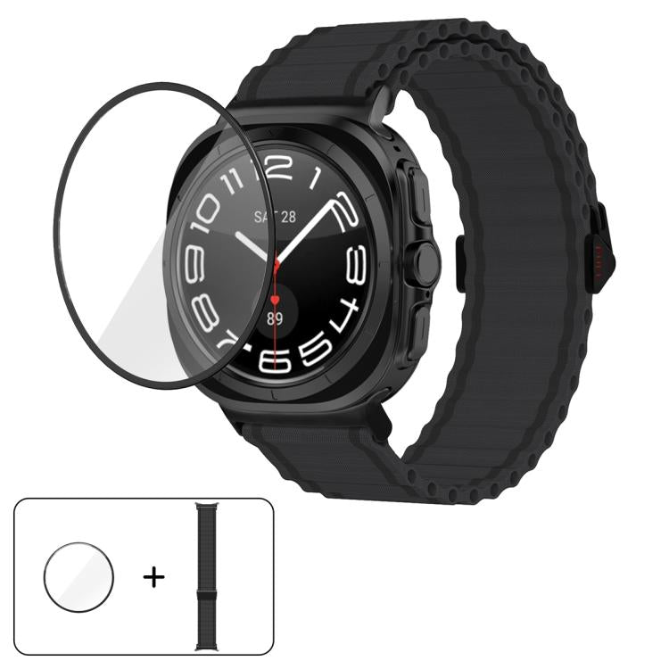 Marine Loop Nylon Watch Band with 3D Curved Film, For Samsung Galaxy Watch Ultra 2025, For Samsung Galaxy Watch Ultra 47mm