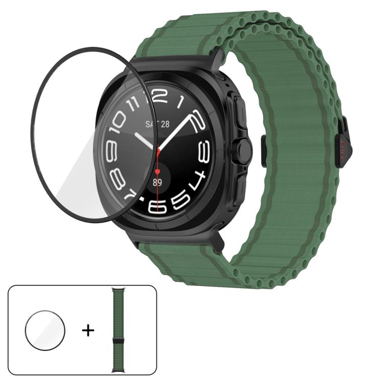 Marine Loop Nylon Watch Band with 3D Curved Film, For Samsung Galaxy Watch Ultra 2025, For Samsung Galaxy Watch Ultra 47mm