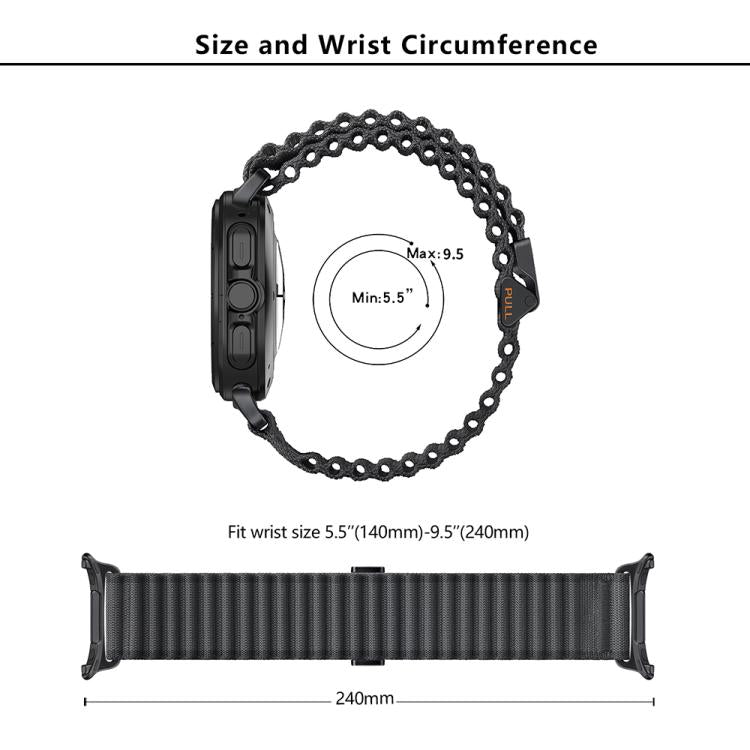 Marine Loop Nylon Watch Band with 3D Curved Film, For Samsung Galaxy Watch Ultra 2025, For Samsung Galaxy Watch Ultra 47mm