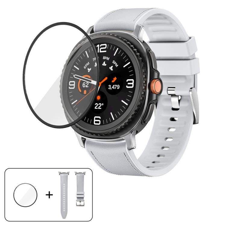 Silicone Leather Skin Watch Band with 3D Curved Film, For Samsung Galaxy Watch8 Classic 46mm, For Samsung Galaxy Watch8 44mm, For Samsung Galaxy Watch8 40mm