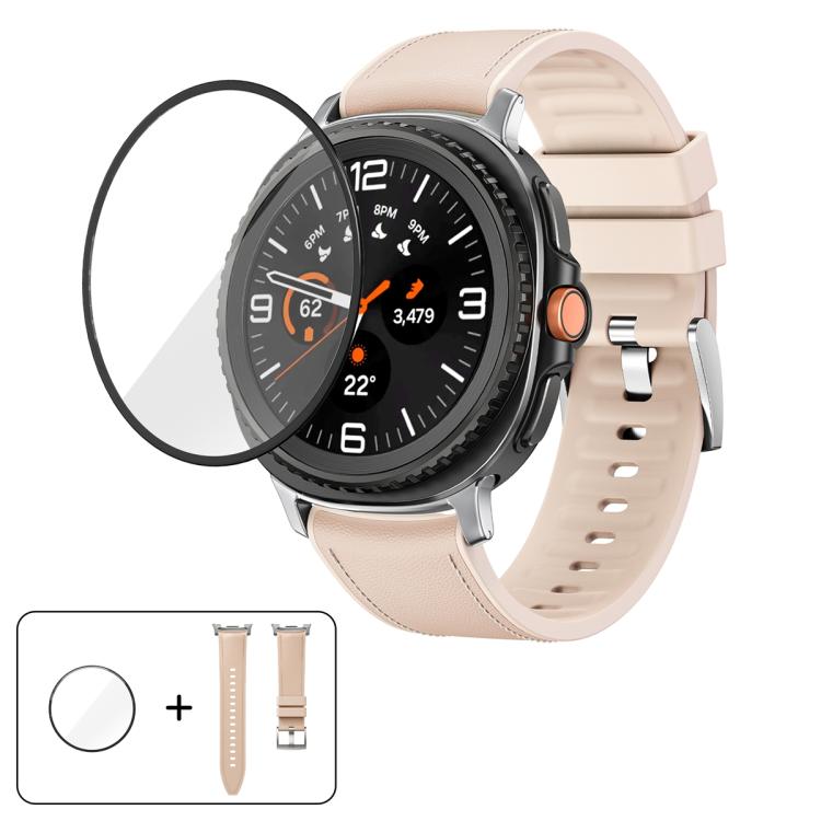 Silicone Leather Skin Watch Band with 3D Curved Film, For Samsung Galaxy Watch8 Classic 46mm, For Samsung Galaxy Watch8 44mm, For Samsung Galaxy Watch8 40mm