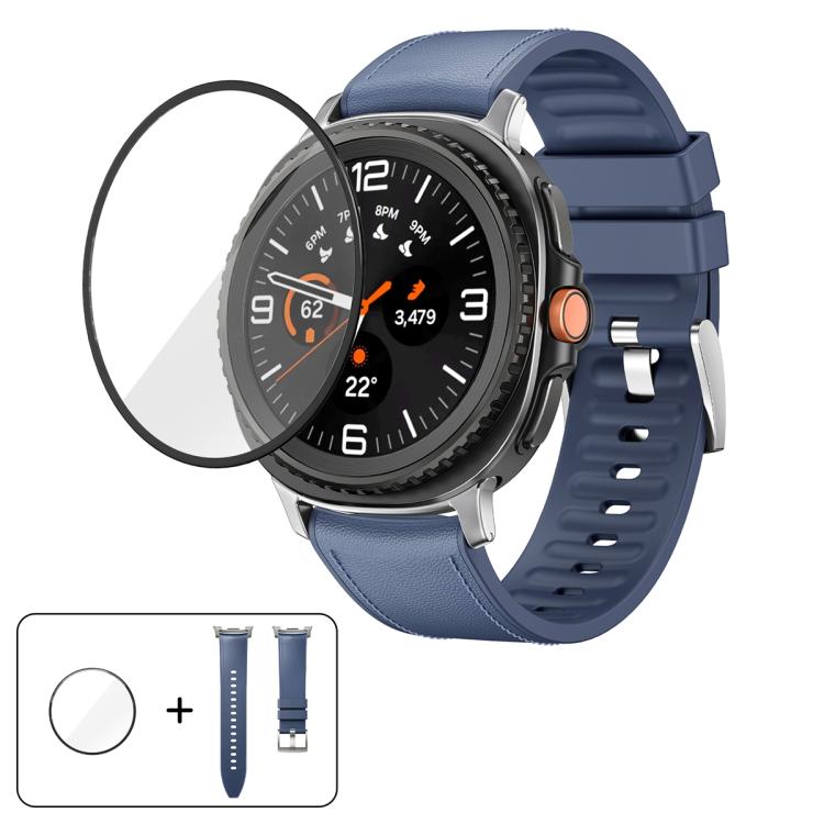 Silicone Leather Skin Watch Band with 3D Curved Film, For Samsung Galaxy Watch8 Classic 46mm, For Samsung Galaxy Watch8 44mm, For Samsung Galaxy Watch8 40mm