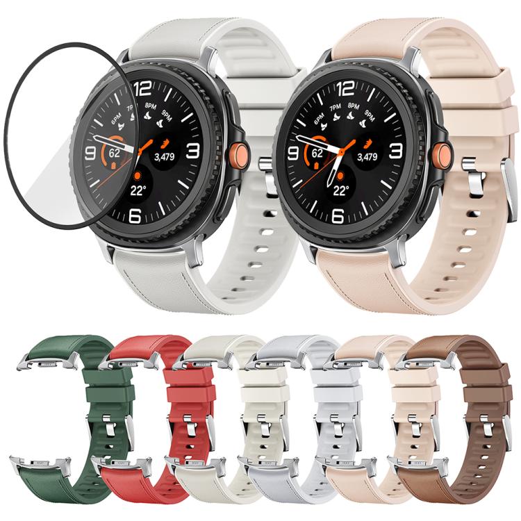 Silicone Leather Skin Watch Band with 3D Curved Film, For Samsung Galaxy Watch8 Classic 46mm, For Samsung Galaxy Watch8 44mm, For Samsung Galaxy Watch8 40mm