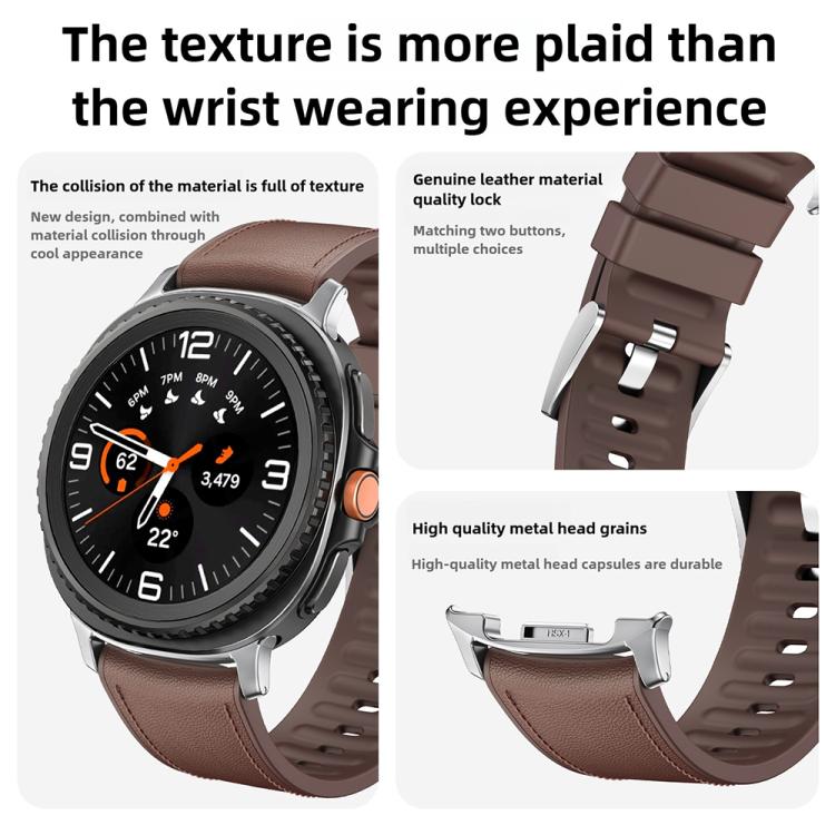 Silicone Leather Skin Watch Band with 3D Curved Film, For Samsung Galaxy Watch8 Classic 46mm, For Samsung Galaxy Watch8 44mm, For Samsung Galaxy Watch8 40mm