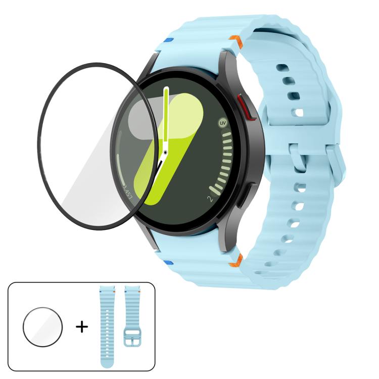 Wave Stitching Silicone Watch Band with 3D Curved Film, For Samsung Galaxy Watch5 Pro 45mm, For Samsung Galaxy Watch5 40mm, For Samsung Galaxy Watch4 44mm, For Samsung Galaxy Watch4 40mm