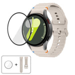 سوار ساعة سيليكون بتطريز متموج مع فيلم منحني ثلاثي الأبعاد، لساعات Samsung Galaxy Watch4 Classic 46mm، Samsung Galaxy Watch4 Classic 42mm، Samsung Galaxy Watch5 Active 40mm، Samsung Galaxy Watch5 Active 44mm
