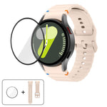 سوار ساعة سيليكون بتطريز متموج مع فيلم منحني ثلاثي الأبعاد، لساعات Samsung Galaxy Watch4 Classic 46mm، Samsung Galaxy Watch4 Classic 42mm، Samsung Galaxy Watch5 Active 40mm، Samsung Galaxy Watch5 Active 44mm