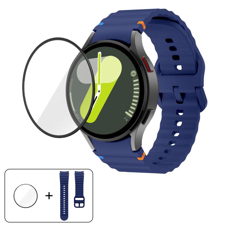 Wave Stitching Silicone Watch Band with 3D Curved Film, For Samsung Galaxy Watch4 Active 40mm, For Samsung Galaxy Watch4 Active 44mm