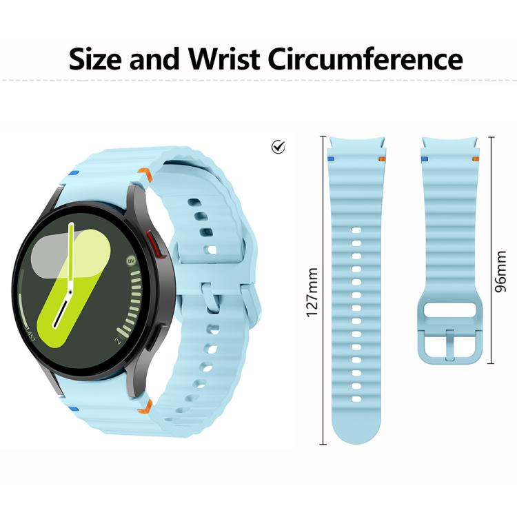 سوار ساعة سيليكون بخياطة متموجة مع فيلم منحني ثلاثي الأبعاد، لساعات Samsung Galaxy Watch6 مقاس 44مم، وSamsung Galaxy Watch6 مقاس 40مم، وSamsung Galaxy Watch6 Classic مقاس 43مم، وSamsung Galaxy Watch5 مقاس 44مم