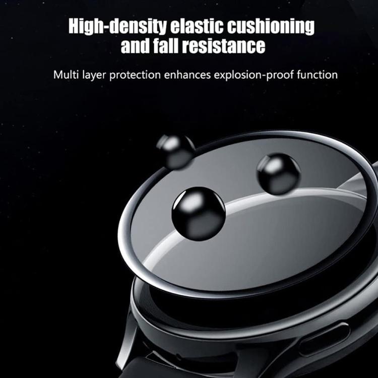 سوار ساعة سيليكون بتطريز متموج مع فيلم منحني ثلاثي الأبعاد، لساعات Samsung Galaxy Watch4 Classic 46mm، Samsung Galaxy Watch4 Classic 42mm، Samsung Galaxy Watch5 Active 40mm، Samsung Galaxy Watch5 Active 44mm