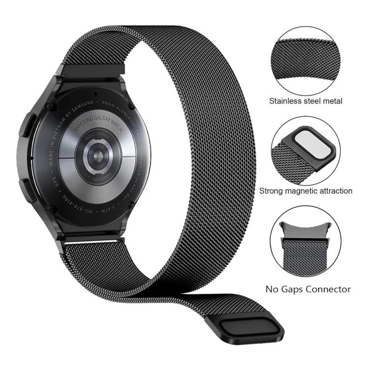 Milanese Magnetic Stainless Steel Watch Band with 3D Curved Film, For Samsung Galaxy Watch4 Classic 46mm, For Samsung Galaxy Watch4 Classic 42mm, For Samsung Galaxy Watch5 Active 40mm, For Samsung Galaxy Watch5 Active 44mm                              ...