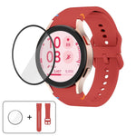 سوار ساعة سيليكون بتطريز عادي مع فيلم منحني ثلاثي الأبعاد، لساعات Samsung Galaxy Watch4 Classic 46mm، Samsung Galaxy Watch4 Classic 42mm، Samsung Galaxy Watch5 Active 40mm، Samsung Galaxy Watch5 Active 44mm
