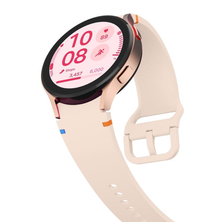 سوار ساعة سيليكون بتطريز عادي مع فيلم منحني ثلاثي الأبعاد، لساعات Samsung Galaxy Watch4 Classic 46mm، Samsung Galaxy Watch4 Classic 42mm، Samsung Galaxy Watch5 Active 40mm، Samsung Galaxy Watch5 Active 44mm