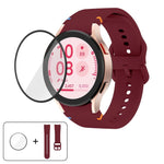 سوار ساعة سيليكون بتطريز عادي مع فيلم منحني ثلاثي الأبعاد، لساعات Samsung Galaxy Watch4 Classic 46mm، Samsung Galaxy Watch4 Classic 42mm، Samsung Galaxy Watch5 Active 40mm، Samsung Galaxy Watch5 Active 44mm