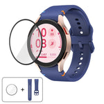 سوار ساعة سيليكون بتطريز عادي مع فيلم منحني ثلاثي الأبعاد، لساعات Samsung Galaxy Watch4 Classic 46mm، Samsung Galaxy Watch4 Classic 42mm، Samsung Galaxy Watch5 Active 40mm، Samsung Galaxy Watch5 Active 44mm