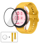 سوار ساعة سيليكون بتطريز عادي مع فيلم منحني ثلاثي الأبعاد، لساعات Samsung Galaxy Watch4 Classic 46mm، Samsung Galaxy Watch4 Classic 42mm، Samsung Galaxy Watch5 Active 40mm، Samsung Galaxy Watch5 Active 44mm