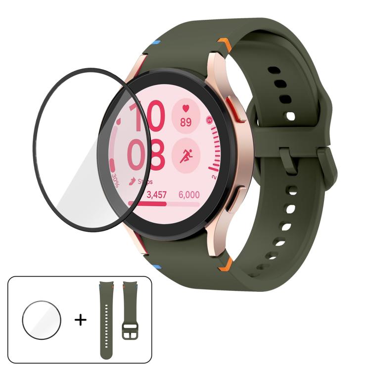 Plain Stitching Silicone Watch Band with 3D Curved Film, For Samsung Galaxy Watch4 Active 40mm, For Samsung Galaxy Watch4 Active 44mm