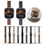 Magnetic Buckle 14mm Plain Genuine Leather Watch Band, For Apple Watch 46mm / 49mm / 45mm / 44mm, For Apple Watch 42mm / 41mm / 40mm / 38mm