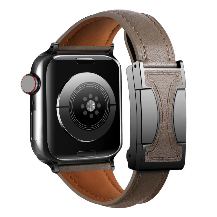 Magnetic Buckle Small Waist Plain Genuine Leather Watch Band, For Apple Watch 46mm / 49mm / 45mm / 44mm, For Apple Watch 42mm / 41mm / 40mm / 38mm