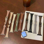 Magnetic Buckle Small Waist Plain Genuine Leather Watch Band, For Apple Watch 46mm / 49mm / 45mm / 44mm, For Apple Watch 42mm / 41mm / 40mm / 38mm