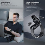 T1 TWS Headphones Smart Watch, 1.8 inch Square Screen, Support Bluetooth Call / Heart Rate