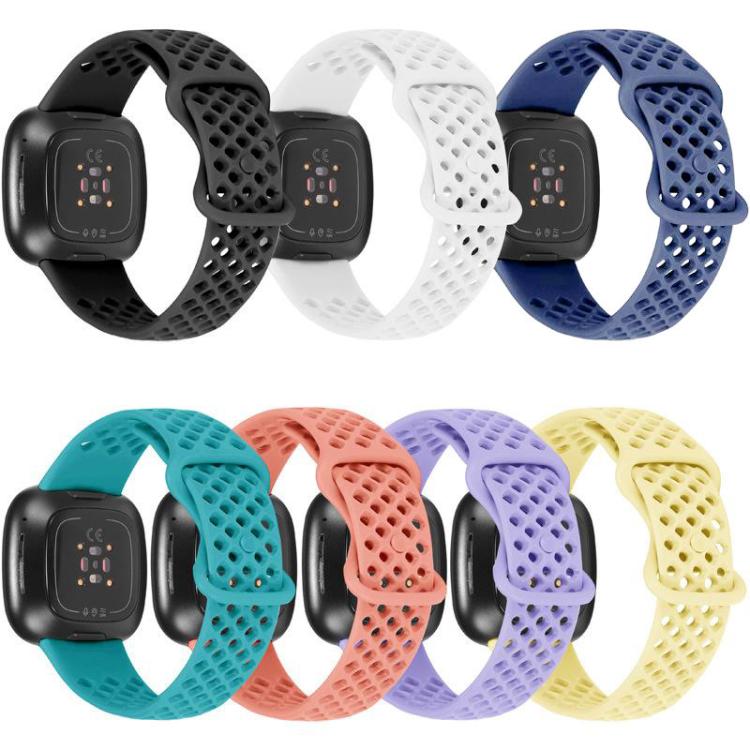 xDfind Breathable Holes Solid Color Silicone Watch Band For Fitbit Versa 3 / Sense, S, L