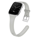 For Fitbit Versa 2 / Versa / Versa Lite xDfind Silver Buckle Slim Solid Color Silicone Watch Band, S, L