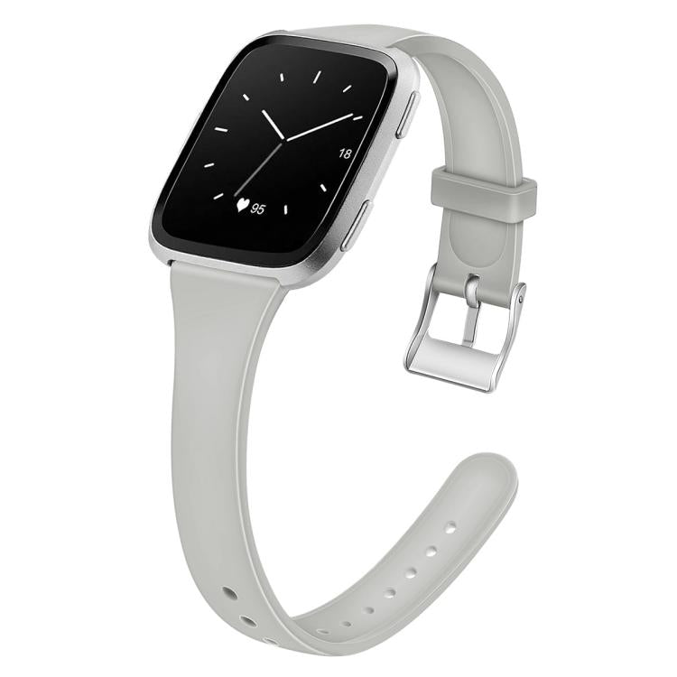 For Fitbit Versa 2 / Versa / Versa Lite xDfind Silver Buckle Slim Solid Color Silicone Watch Band, S, L