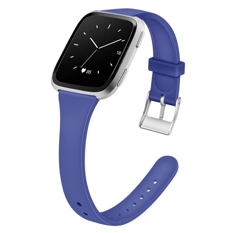 For Fitbit Versa 2 / Versa / Versa Lite xDfind Silver Buckle Slim Solid Color Silicone Watch Band, S, L