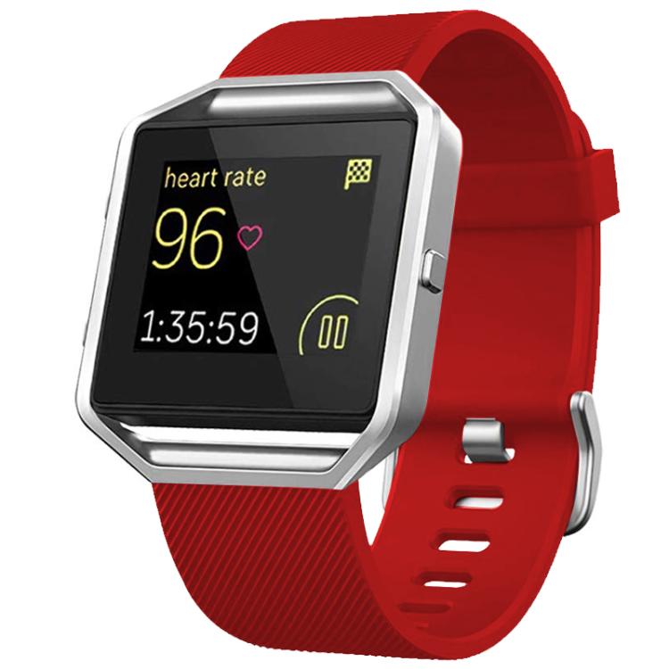 For Fitbit Blaze xDfind Steel Buckle Diagonal Texture Solid Color Silicone Watch Band, S, L
