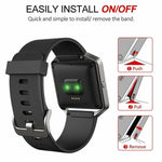 For Fitbit Blaze xDfind Steel Buckle Diagonal Texture Solid Color Silicone Watch Band, S, L