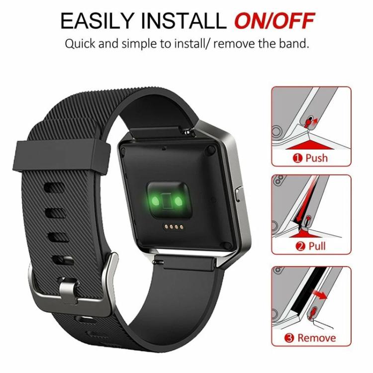 For Fitbit Blaze xDfind Steel Buckle Diagonal Texture Solid Color Silicone Watch Band, S, L