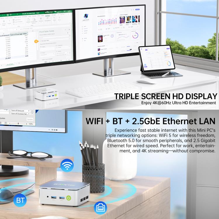 GMKtec NucBox G10 Mini PC, AMD Ryzen 5 3500U, Windows 11 Pro, WiFi, BT, HDTV, DisplayPort, 16GB RAM + 512GB SSD, 16GB RAM + 1TB SSD
