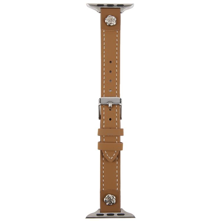 Rivet Camellia Skin Feel Microfiber Leather Watch Band, For Apple Watch 46mm / 49mm / 45mm / 44mm, For Apple Watch 42mm / 41mm / 40mm / 38mm