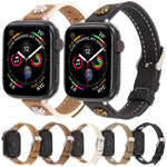 Rivet Camellia Skin Feel Microfiber Leather Watch Band, For Apple Watch 46mm / 49mm / 45mm / 44mm, For Apple Watch 42mm / 41mm / 40mm / 38mm