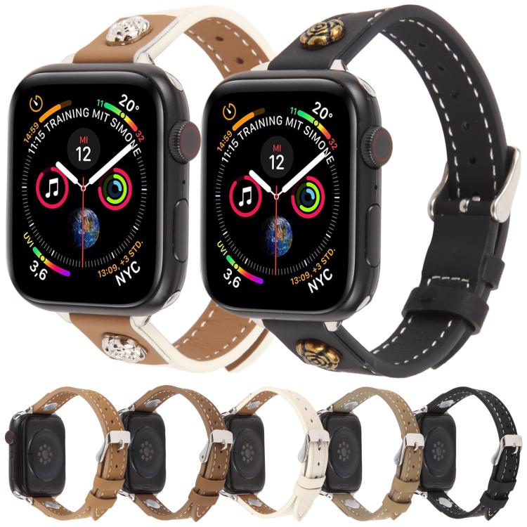Rivet Camellia Skin Feel Microfiber Leather Watch Band, For Apple Watch 46mm / 49mm / 45mm / 44mm, For Apple Watch 42mm / 41mm / 40mm / 38mm