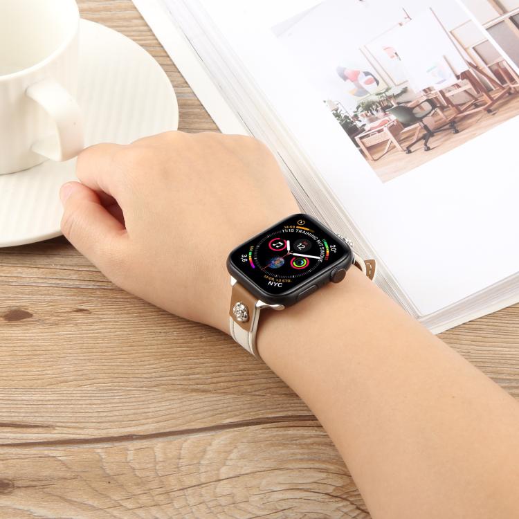 Rivet Camellia Skin Feel Microfiber Leather Watch Band, For Apple Watch 46mm / 49mm / 45mm / 44mm, For Apple Watch 42mm / 41mm / 40mm / 38mm