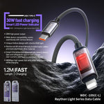 كابل بيانات شحن سريع ذكي مع شاشة رقمية WK WDC-109 بقوة 30 واط من نوع Type-C إلى 8 دبابيس، الطول: 1.2م، WDC-109